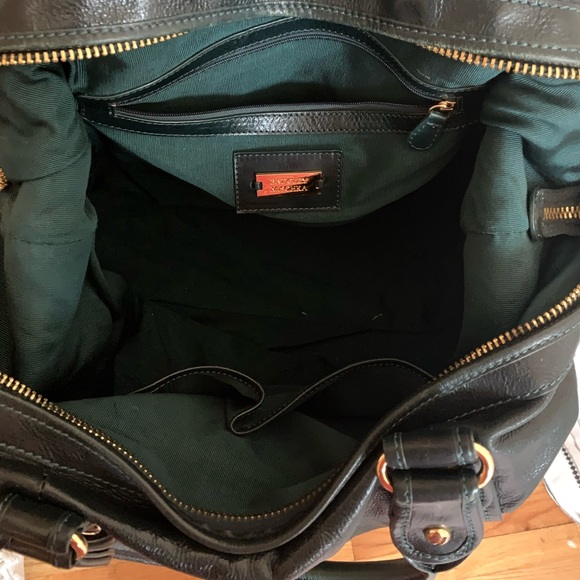 Badgley Mischka dark green large satchel handbag - Picture 3 of 3